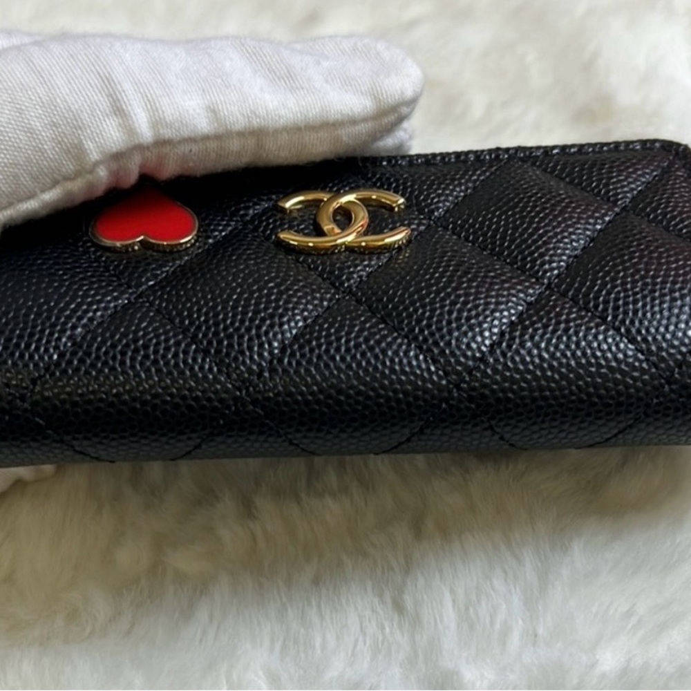 CHANEL Caviar Leather Heart Spade Tri-fold Wallet ♠️ - Picture 12 of 12